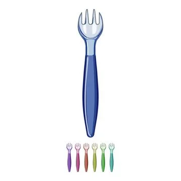 Kid toddler fork cartoon vector graphic Stock Illustration