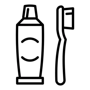 Kid toothbrush toothpaste icon, outline style Illustrazione stock