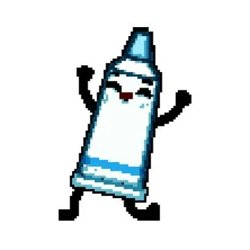 Kid toothpaste character pixel art vector illustration Stockillustratie