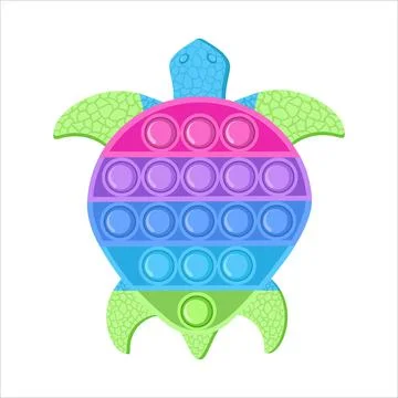 Kid touch toy Popit. Colored turtle. Isolated on a white background. Cartoon Illustrazione stock