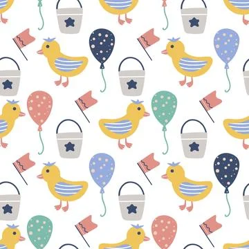 Kid toys seamless pattern vector graphics Stock Illustration