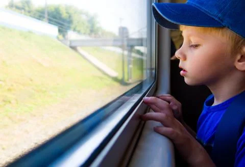 Kid in the Train Stock Photos