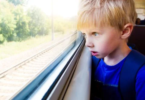 Kid in the Train Stock Photos