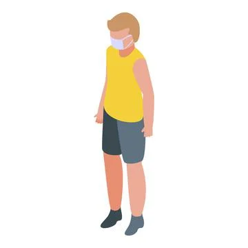 Kid travel icon isometric vector. Mask vacation Ilustración de archivo