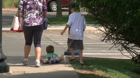 Kid trips and falls (1 of 1) Stock Footage 19275348