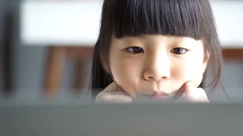 Kid use laptop Stock Footage 83871577