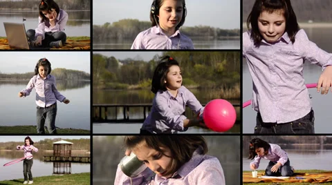 Kid on vacation, collage Видео 33728653