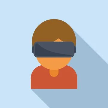 Kid vr headset icon flat vector. Virtual reality glasses Stock Illustration