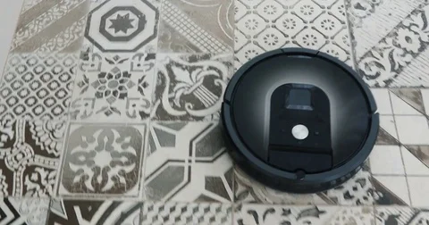 Kid vs. Robot Vacuum Cleaner Stock Footage 84539068