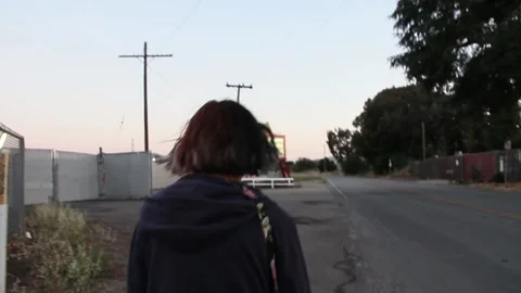Kid walks to drive in Stock Footage 150382161