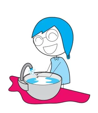 Kid washing hands Stock Illustration