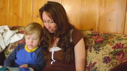 Kid wears Santa cap Stock Footage 76547248