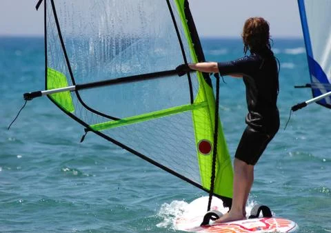 Kid windsurfer Stock Photos