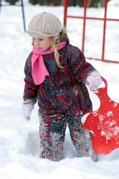 Kid winterplay Foto stock