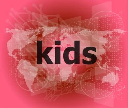 Kid word on a virtual digital background Stock Illustration