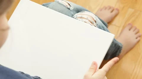 Kid working with touchscreen Stock Footage 46969234