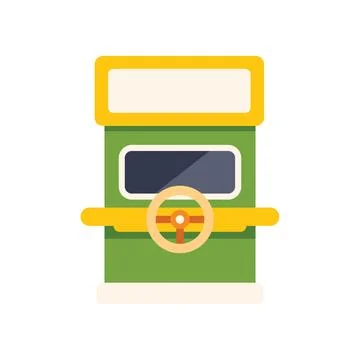 Kiddie ride featuring steering wheel and display screen Stock Illustration