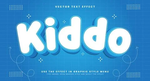 Kiddo 3d funny style editable text effect イラスト素材