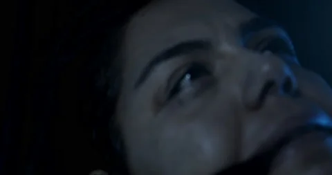 Kidnapped and bound woman crying in the dark Stock-Footage 142931853