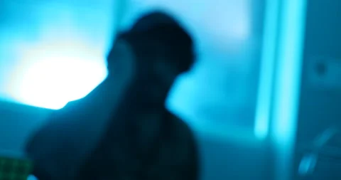 Kidnapper Shadow speaking on phone Stock Footage 169585495