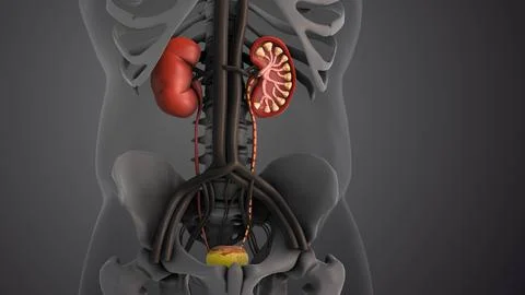 Kidney and Bladder Functions in Urinary System Stock Illustration
