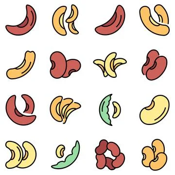 Kidney bean icons set vector flat Stock Illustration