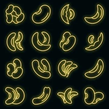 Kidney bean icons set vector neon Stock Illustration