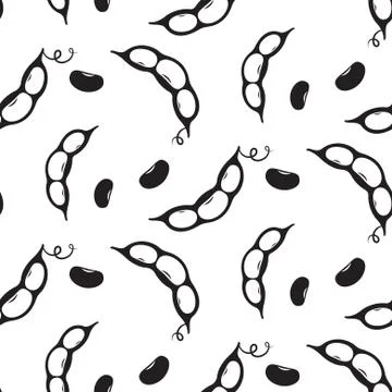 Kidney bean pods seamless vector pattern. 스톡 일러스트