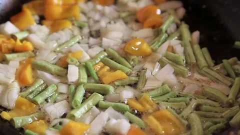 Kidney beans with onion roasted Stock Footage 78783030