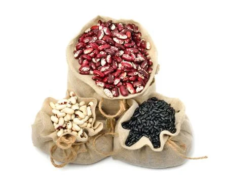 Kidney beans in the sacks Stock Photos