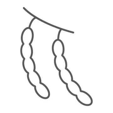 Kidney beans thin line icon, fruits and vegetables, legume sign, vector graphics Stock Illustration