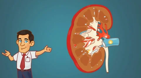 Kidney - Blue Background - professor Stock Footage 60255350