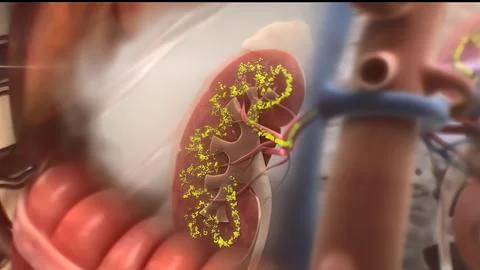 Kidney function dysfunction and failure Illustrazione stock
