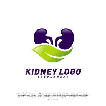 Kidney with Leaf Logo Design Concept. Urology Logo Vector Template Stock Illustration