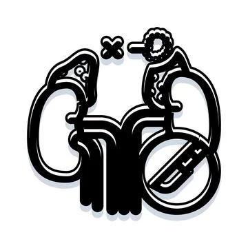 Kidney organ problem with prohibited surgery symbol Stock Illustration