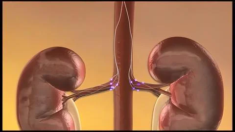 Kidneys and nerve impulse electrical signal of the nervous system Stock Illustration