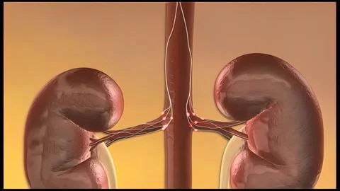 Kidneys and nerve impulse electrical signal of the nervous system Stock Illustration