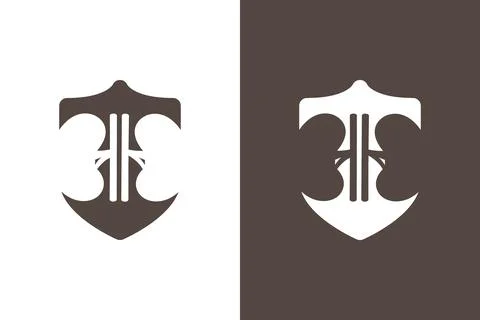Kidneys and shield logo combination. World kidney day logotype design template. Stock Illustration