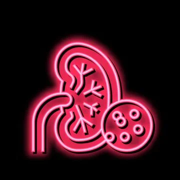 Kidneys problem neon glow icon illustration Stock Illustration