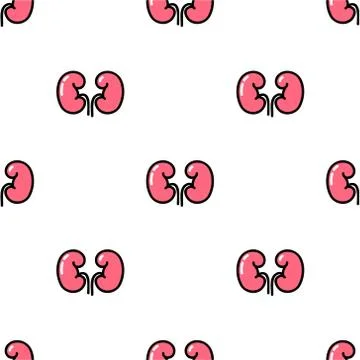 Kidneys seamless doodle pattern, vector color illustration Stock Illustration