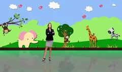 Kids 009 TV Studio Set - Virtual Green Screen Background PSD PSD Template