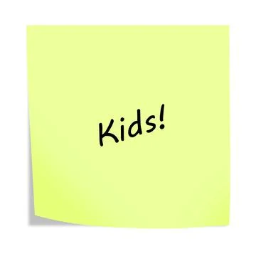 Kids 3d illustration post note reminder on white with clipping path Stock Illustration