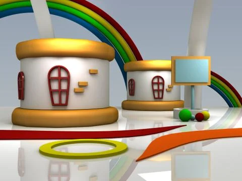 Kids 3d studio tv virtual set Stock-Illustration