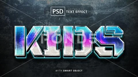 Kids 3d text effect editable PSD Template
