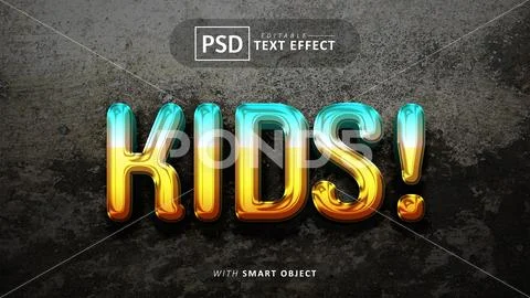 Kids 3d text effect editable PSD Template