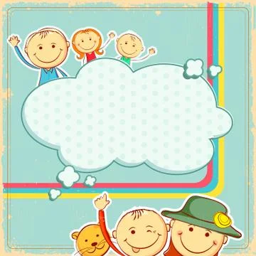 Kids in abstract background Stock Illustration