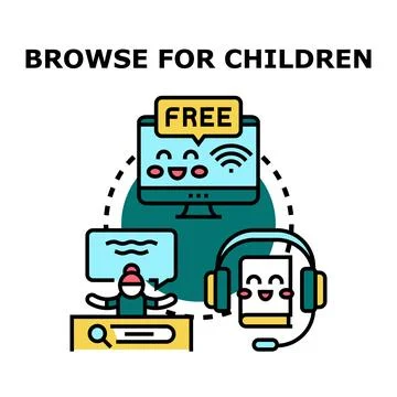 Kids accessing educational content online browsing freely Illustrazione stock