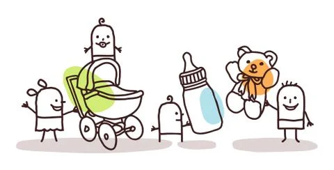 Kids with accessories Stock Illustration
