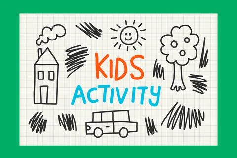 Kids Activity Doodle Background Design Stock Illustration