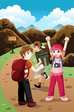 Kids on a Adventure Stock Illustration
